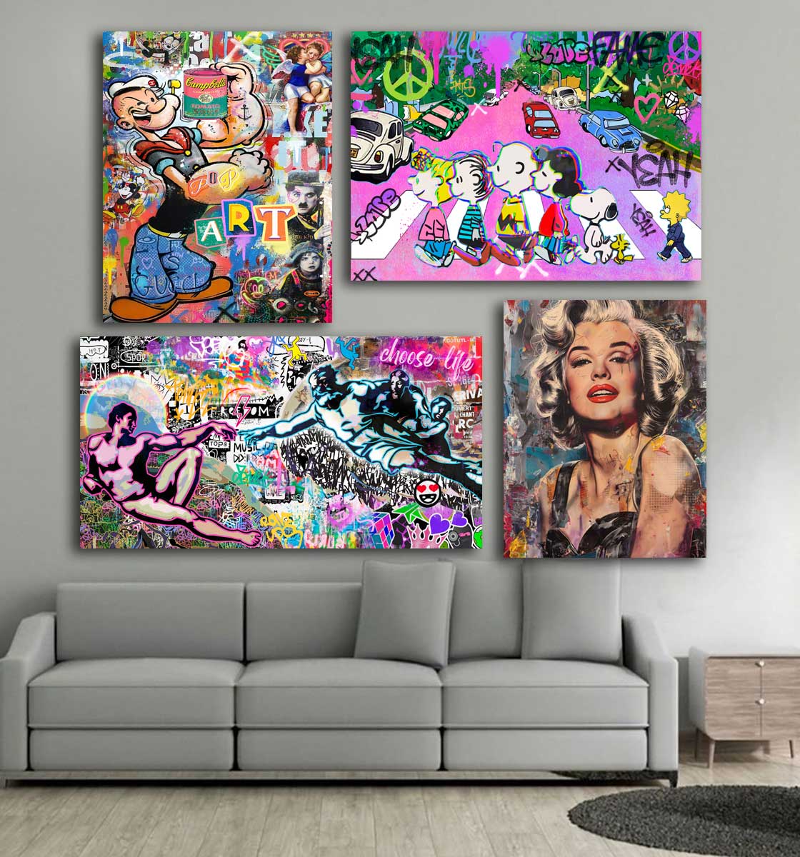 Leinwand Bilder Pop Art Kunst Gemälde Wandbilder-Hochwertiger Kunstdruck B8277
