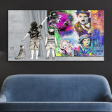 Buntes Leinwand Bild von Banksy