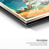 Bauhaus Paris – Qualitätsdetail Acrylglas: 6 mm Premium-Aufbau mit massiver Metallplatte, brillante Kontraste und intensive Farbtiefe