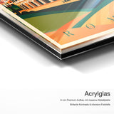 Bauhaus Rom – Qualitätsdetail Acrylglas: 6 mm Premium-Aufbau mit massiver Metallplatte, brillante Kontraste und intensive Farbtiefe