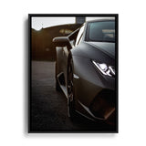 Leinwandbild von einem mattschwarzen Lamborghini