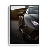 Wandbild von einem mattschwarzen Lamborghini Aventador