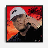 Wandbild Bonez MC Palmen aus Plastik mit schwarzem Bilderrahmen