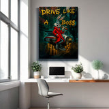 Bugs Bunny im Porsche – Bugs Boss Porsche Leinwand mit Bilderrahmen