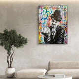 Charlie Chaplin Banksy Leinwand im Wohnzimmer