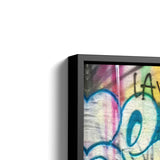 Nahaufnahme Chaplin Banksy mit schwarzem Rahmen