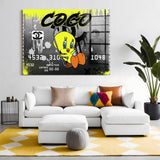 Coco Chanel mit Comic Tweety Wandbild