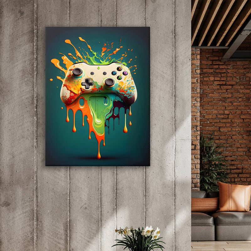 Wandbild im Wohnzimmer von Gaming Xbox Controller mit verschiedenen Farben