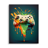 Leinwand von Gaming Controller bunt Vorderansicht mit blauem Hintergrund