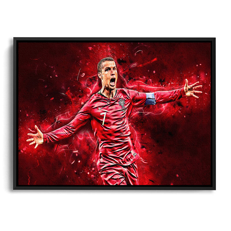 Cristiano Ronaldo Torjubel Portugal Wandbild mit Bilderrahmen