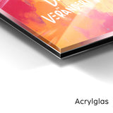 Eckansicht Acrylglas-Wandbild „Dein Lächeln verändert Räume“ mit glänzender Oberfläche