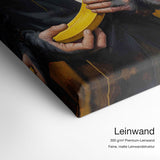 Dressed Banana Monkey – Leinwand Qualitätsdetail mit 300 g/m² Premium-Leinwand und feiner, matter Leinwandstruktur