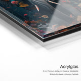 Elephant Flowers – Acrylglas Qualitätsdetail mit 6 mm Premium-Aufbau, massiver Metallplatte und intensiver Farbtiefe