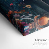 Elephant Flowers – Leinwand Qualitätsdetail mit 300 g/m² Premium-Leinwand und feiner, matter Leinwandstruktur