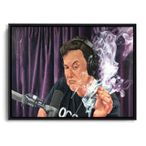 Elon Musk Wandbild Leinwand mit schwarzem Bilderrahmen