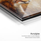Fox and Butterfly – Acrylglas Qualitätsdetail mit 6 mm Premium-Aufbau, massiver Metallplatte und intensiver Farbtiefe
