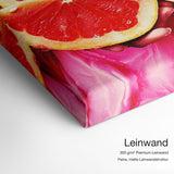 Fresh Grapefruits – Leinwand Qualitätsdetail mit 300 g/m² Premium-Leinwand und feiner, matter Leinwandstruktur
