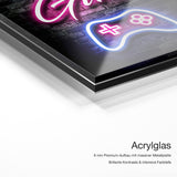 Gamer Girl – Acrylglas Qualitätsdetail mit 6 mm Premium-Aufbau, massiver Metallplatte und intensiver Farbtiefe