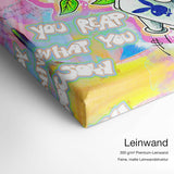 Geldbaum – Leinwand Qualitätsdetail mit 300 g/m² Premium-Leinwand und feiner, matter Leinwandstruktur