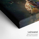 Giraffe Flowers 2 – Leinwand Qualitätsdetail mit 300 g/m² Premium-Leinwand und feiner, matter Leinwandstruktur