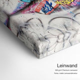 Graffiti Kiss – Leinwand Qualitätsdetail mit 300 g/m² Premium-Leinwand und feiner, matter Leinwandstruktur