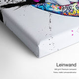 Graffiti Lips Streetart – Leinwand Qualitätsdetail mit 300 g/m² Premium-Leinwand und feiner, matter Leinwandstruktur