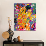 Pop Art Wandbild wo ein Mann eine Frau auf die Wange küsst