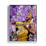 Leinwand mit weißem Rahmen Koby Bryant feiert Sieg