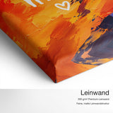 Liebe wohnt hier – Leinwand Qualitätsdetail mit 300 g/m² Premium-Leinwand und feiner, matter Leinwandstruktur