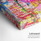 Love is all we need – Leinwand Qualitätsdetail mit 300 g/m² Premium-Leinwand und feiner, matter Leinwandstruktur