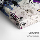 Partners in Crime – Leinwand-Qualitätsdetail mit 300 g/m² Premium-Leinwand und feiner matter Leinwandstruktur