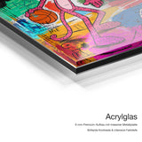 Pink is my Superpower – Acrylglas-Qualitätsdetail mit 6 mm Premium-Aufbau, massiver Metallplatte und intensiver Farbtiefe