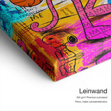 Pink is my Superpower – Leinwand-Qualitätsdetail mit 300 g/m² Premium-Leinwand und feiner matter Leinwandstruktur