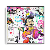 Banksy Pop Art Leinwandbild mit weißem Rahmen