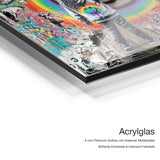 Rise and Shine – Acrylglas-Qualitätsdetail mit 6 mm Premium-Aufbau, massiver Metallplatte und intensiver Farbtiefe