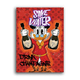 Scrooge Duck trinkt Champagner statt Wasser