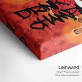 Save Water Drink Champagner – Leinwand-Qualitätsdetail mit 300 g/m² Premium-Leinwand und feiner matter Leinwandstruktur