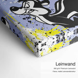 Stinker – Leinwand-Qualitätsdetail mit 300 g/m² Premium-Leinwand und feiner matter Leinwandstruktur