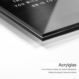 The Best Project is You – Acrylglas-Qualitätsdetail mit 6 mm Premium-Aufbau, massiver Metallplatte und intensiver Farbtiefe
