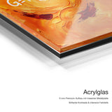Zuhause ist ein Gefühl – Acrylglas-Qualitätsdetail mit 6 mm Premium-Aufbau, massiver Metallplatte und intensiver Farbtiefe
