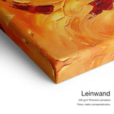 Zuhause ist ein Gefühl – Leinwand-Qualitätsdetail mit 300 g/m² Premium-Leinwand und feiner matter Leinwandstruktur