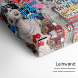 Love is now – Leinwand Qualitätsdetail mit 300 g/m² Premium-Leinwand und feiner, matter Leinwandstruktur