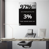 Leinwand mit Motivationstext 97% die aufgeben, arbeiten für die 3% die niemals aufgeben