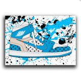 Nike Air Jordan in Blau weiß mit Louis Vuitton auf einer Leinwand