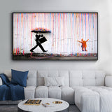 Farbenfrohes Bild für Wohnzimmer Banksy Motiv