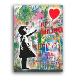 Banksy Popart Heart Balloon Wandbild