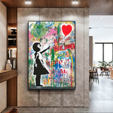 Wandbild Banksy Heart Balloon im Pop Art Style