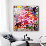 Leinwandbild Popart mit Banksy Motiven