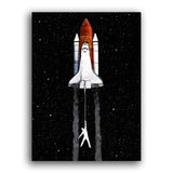 Mensch fliegt mit dem Space Shuttle ins All