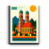Bauhaus Wandbild Frauenkirche München auf Leinwand – Frontansicht